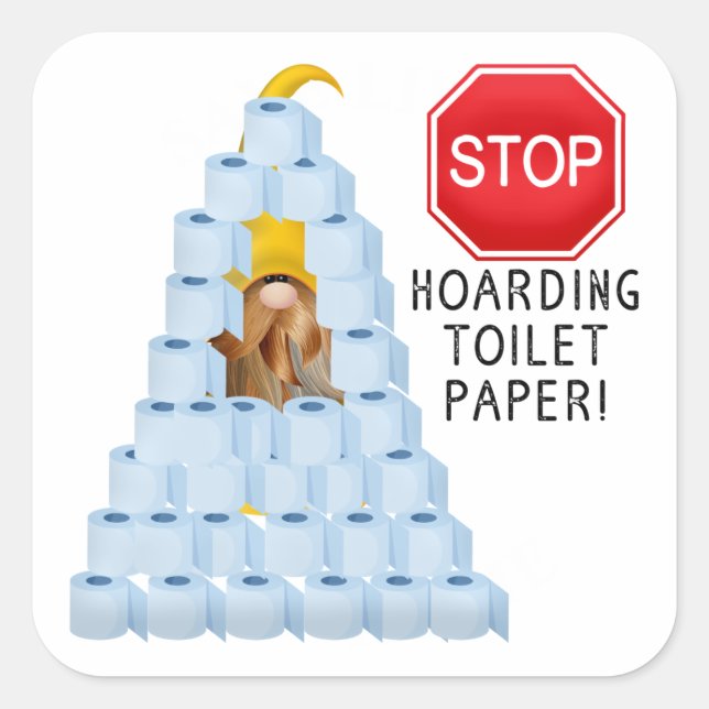 Pegatina Cuadrada Dejar de alojar papel higiénico (Anverso)