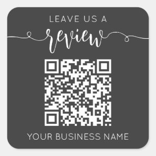 Pegatina Cuadrada Dejarnos Una Revisión Del Código Qr Moda Gris Mode