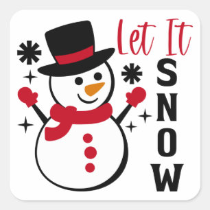 Pegatina Cuadrada Dejemos que nieve nieve haga nevar a Snowman