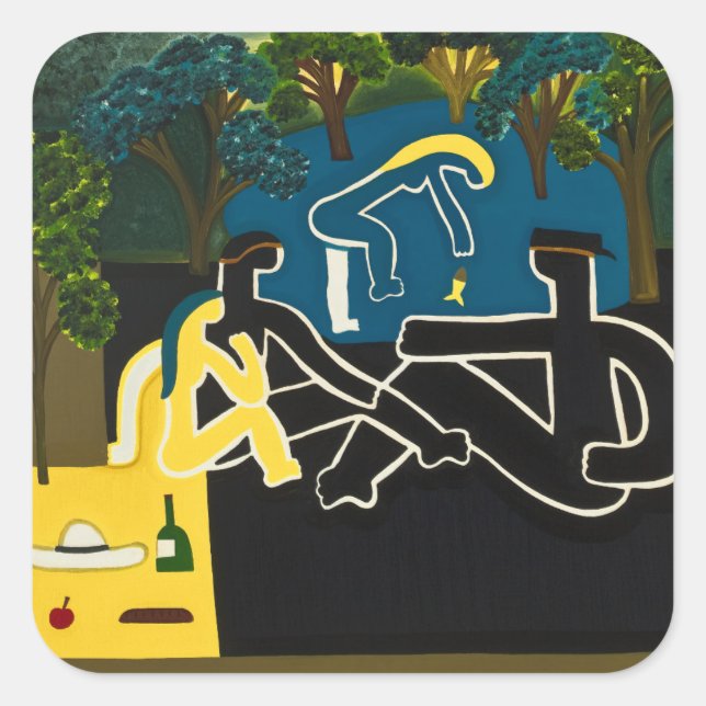 Pegatina Cuadrada Dejeuner sur l'herbe (Anverso)