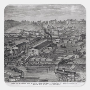 Pegatina Cuadrada Del 'atlas ilustrado del Ohio superior
