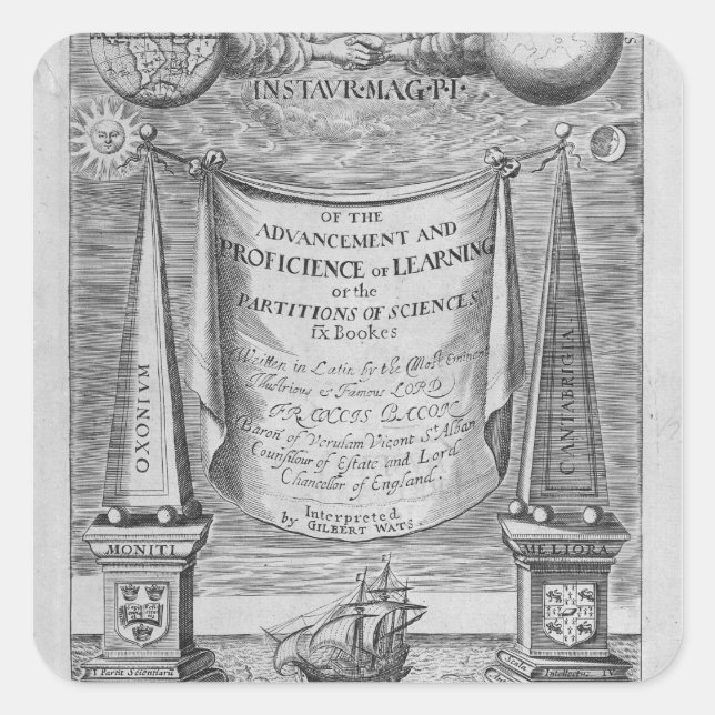 Pegatina Cuadrada 'Del avance y la competencia del aprendizaje' (Anverso)