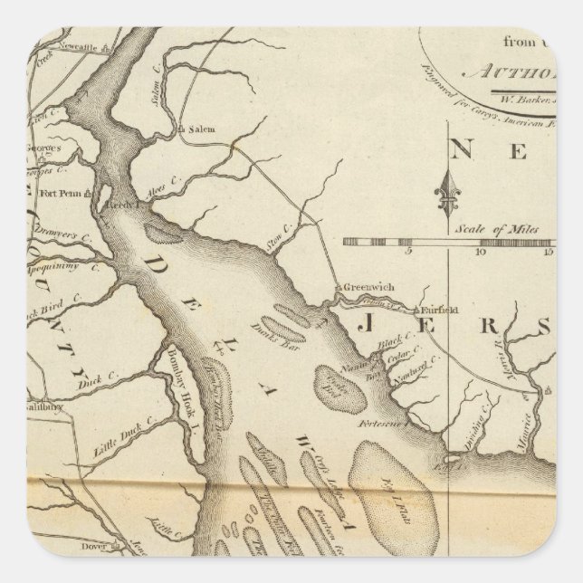 Pegatina Cuadrada Delaware (Anverso)