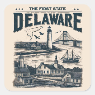 Pegatina Cuadrada Delaware
