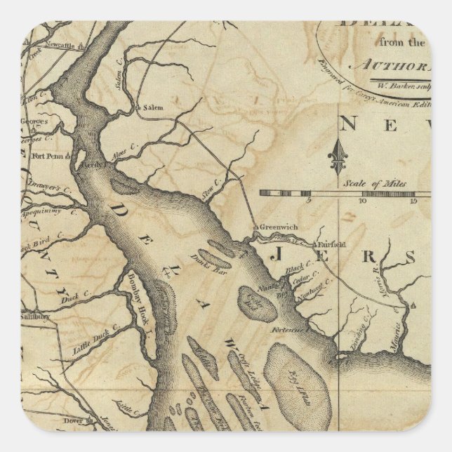 Pegatina Cuadrada Delaware 2 (Anverso)