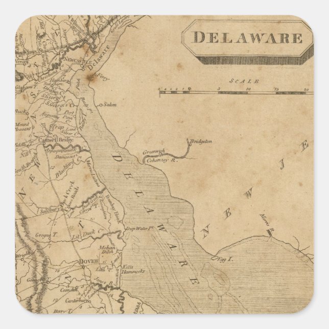 Pegatina Cuadrada Delaware 3 (Anverso)