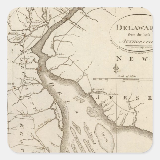 Pegatina Cuadrada Delaware 5 (Anverso)