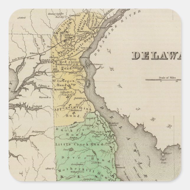 Pegatina Cuadrada Delaware 6 (Anverso)