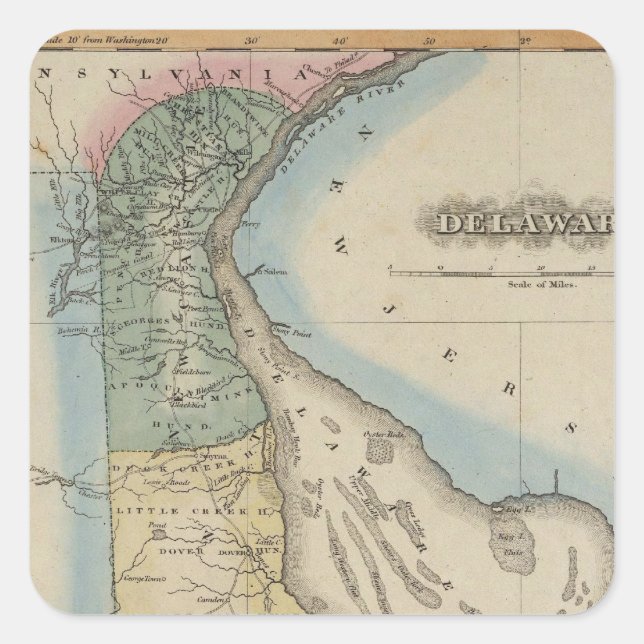 Pegatina Cuadrada Delaware 6 (Anverso)