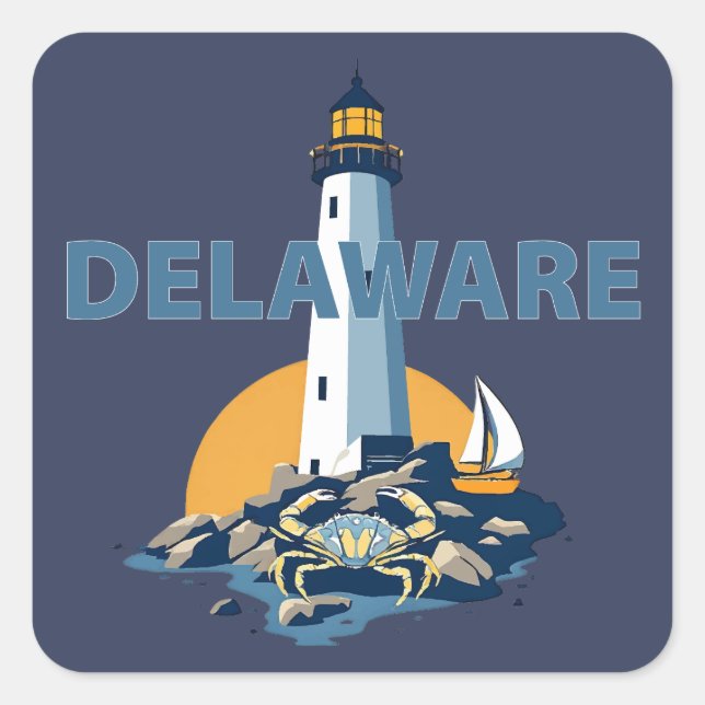 Pegatina Cuadrada Delaware (Estados Unidos de América) (Anverso)