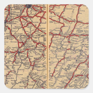 Pegatina Cuadrada Delaware, Maryland, Virginia, Virginia Occidental