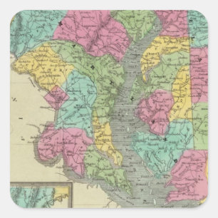 Pegatina Cuadrada Delaware y Maryland