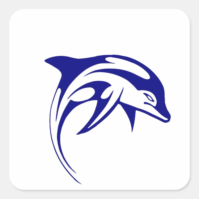 Pegatina Cuadrada Delfín azul (Anverso)