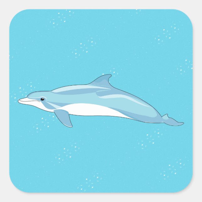Pegatina Cuadrada Delfín azul dulce en la playa (Anverso)