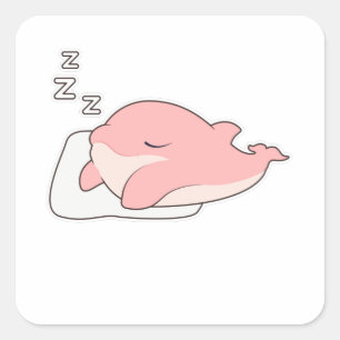 Pegatina Cuadrada Delfín durmiendo en la almohada