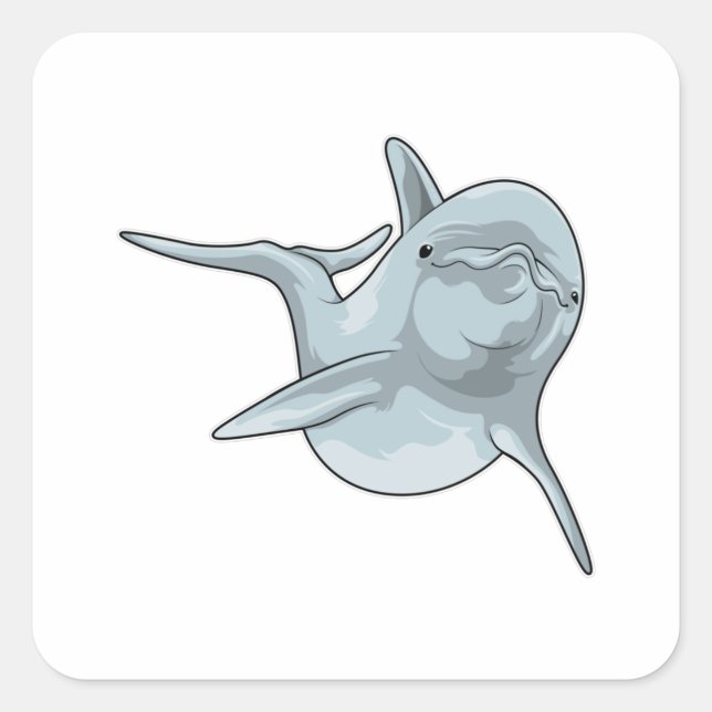 Pegatina Cuadrada Delfín en el baño (Anverso)