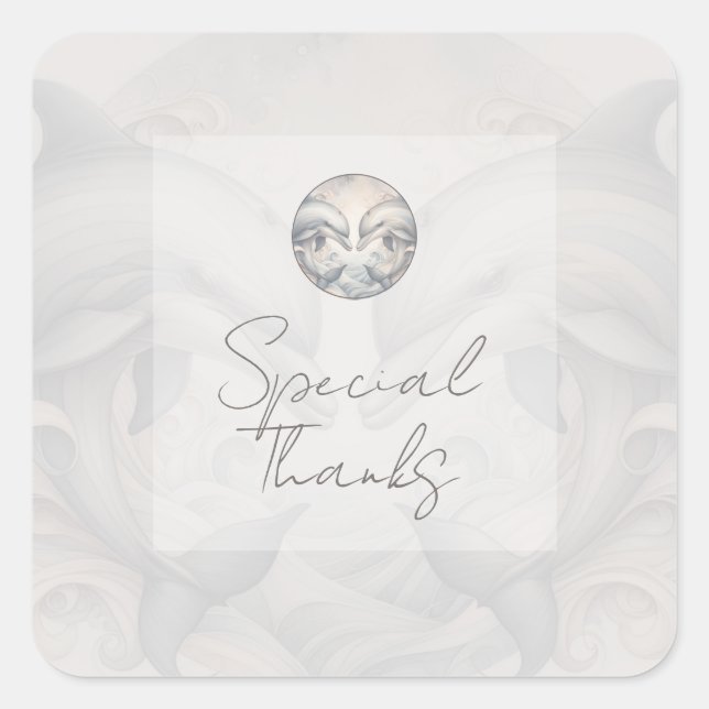 Pegatina Cuadrada Delfín Whimsy Moderno Gracias A Los Pegatinas (Anverso)