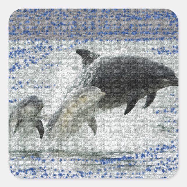 Pegatina Cuadrada Delfines (Anverso)
