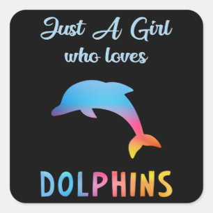 Pegatina Cuadrada Delfines del mar de delfines: regalo gracioso para