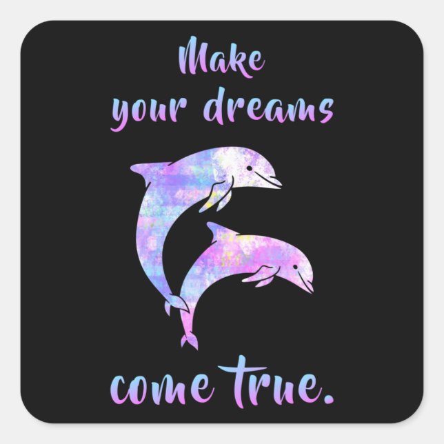 Pegatina Cuadrada Delfines Dolphin Animal Sea Ocean Water Funny Gift (Anverso)