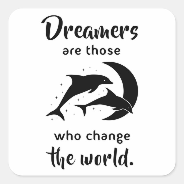 Pegatina Cuadrada Delfines Dolphin Sea Fish Animal Ocean Gracioso (Anverso)