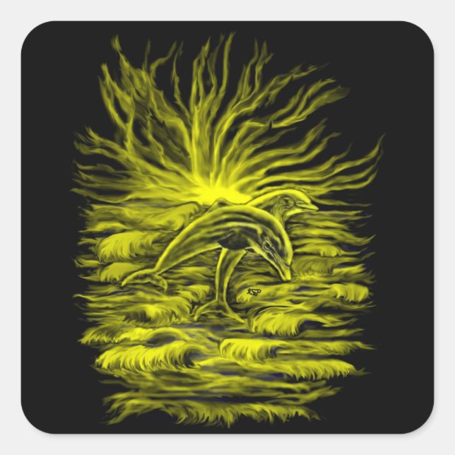 Pegatina Cuadrada Delfinpaar (Anverso)