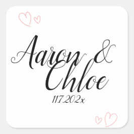 Pegatina Cuadrada Delicada invitación de casamiento de caligrafía Mi