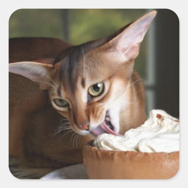 Pegatina Cuadrada Delicate Indulgence Cat Sticker (Anverso)