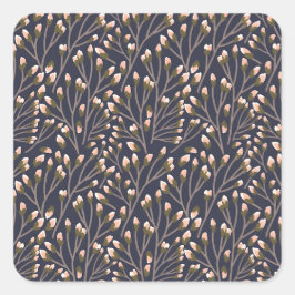 Pegatina Cuadrada Delicate Pink Buds on Brown Branches