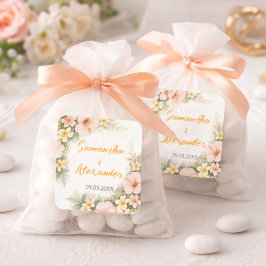 Pegatina Cuadrada Delicate Soft Floral Romantic Blush Hibiscus