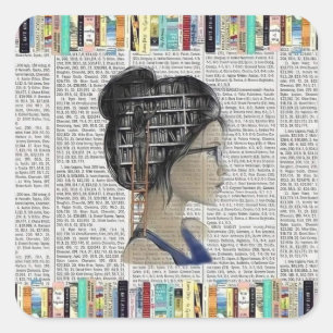 Pegatina Cuadrada Delicia para los Bookworms y bibliófilos