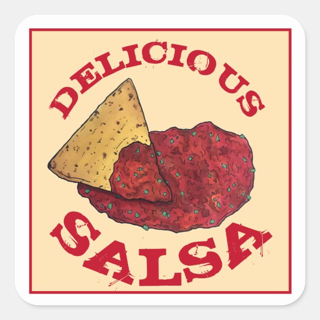 Pegatina Cuadrada Deliciosa salsa de tomate Ilustracion de tortillas (Anverso)
