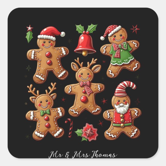 Pegatina Cuadrada Delicioso garabato de la fiesta de las galletas de (Anverso)