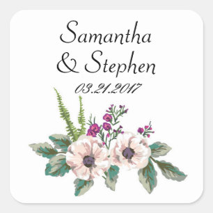 Pegatina Cuadrada Deliciosos deportistas de bodas de flores