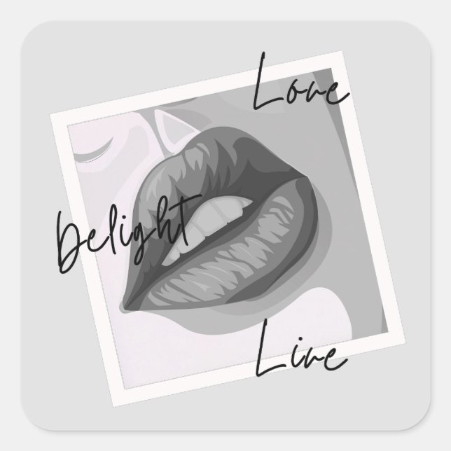 Pegatina Cuadrada Delight Love Live Lips (Anverso)