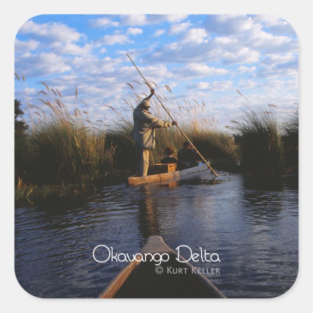 Pegatina Cuadrada Delta del Okavango (Anverso)