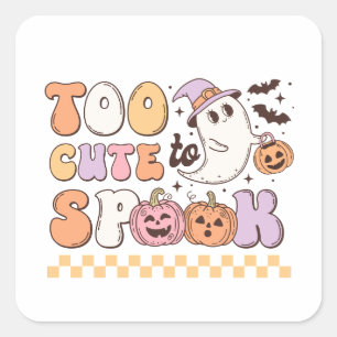 Pegatina Cuadrada Demasiado lindo para hablar Halloween