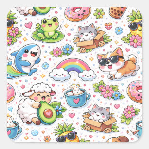 Pegatina Cuadrada ¡Demasiado Lindo para Manejar! 💖 Momentos Dulces