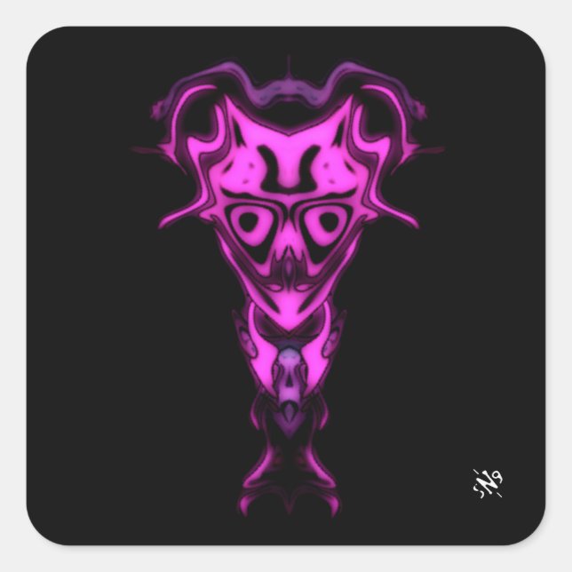 Pegatina Cuadrada Demon del busto del Underworld v0 (Anverso)