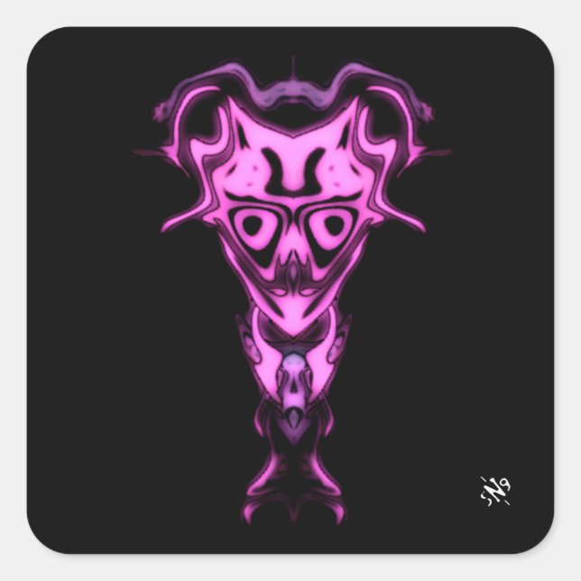 Pegatina Cuadrada Demon del busto del Underworld v0.1 (Anverso)