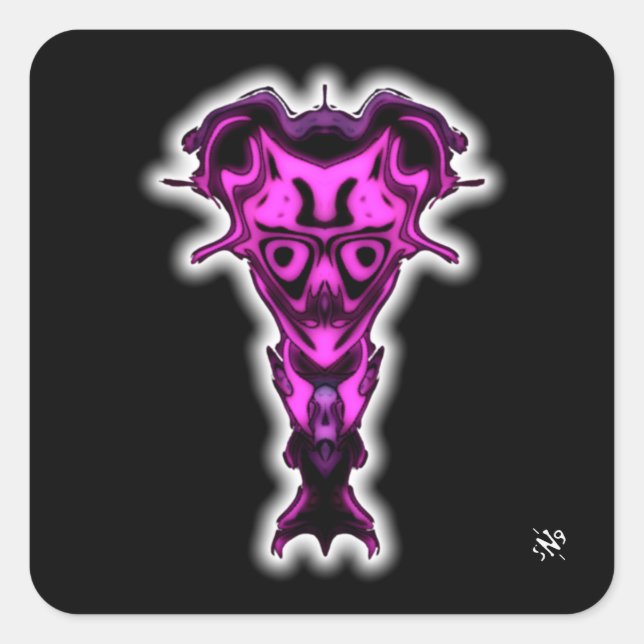Pegatina Cuadrada Demon del busto del Underworld v0.2 (Anverso)