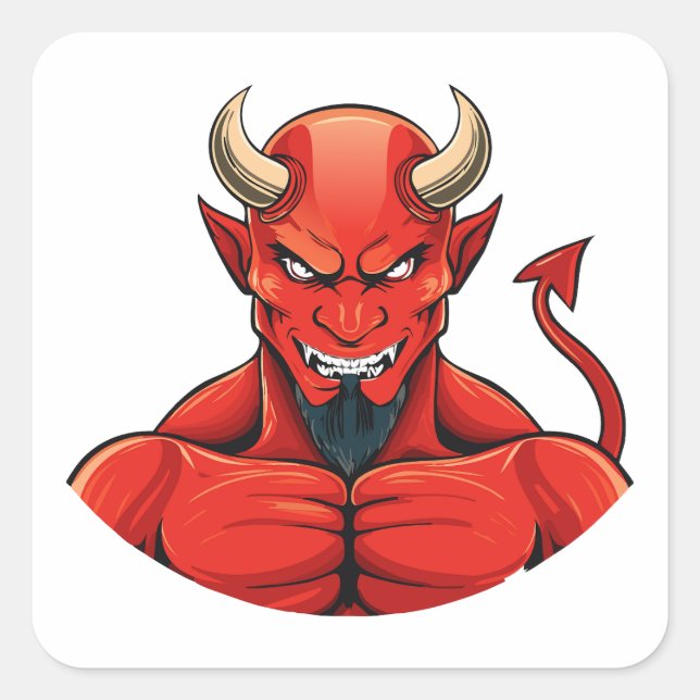 Pegatina Cuadrada Demonio  (Anverso)