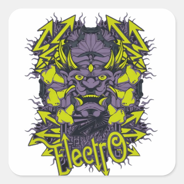 Pegatina Cuadrada Demonio del diablo de las elecciones (Anverso)