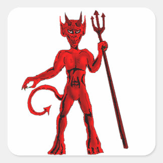 Pegatina Cuadrada Demonio Rojo Y Horquilla De Pitch