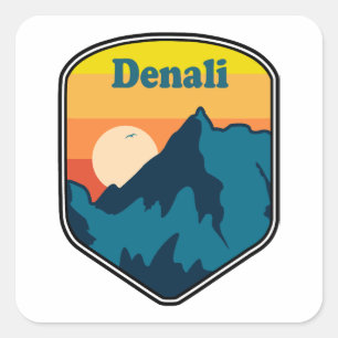 Pegatina Cuadrada Denali Alaska Sunrise