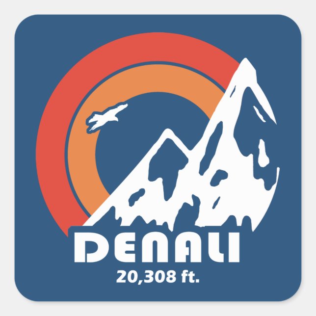 Pegatina Cuadrada Denali Sun Eagle (Anverso)
