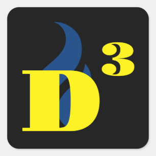 Pegatina Cuadrada Denegar la llama azul D a la tercera potencia