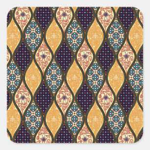 Pegatina Cuadrada Denim Blue Art Nouveau: sin foco