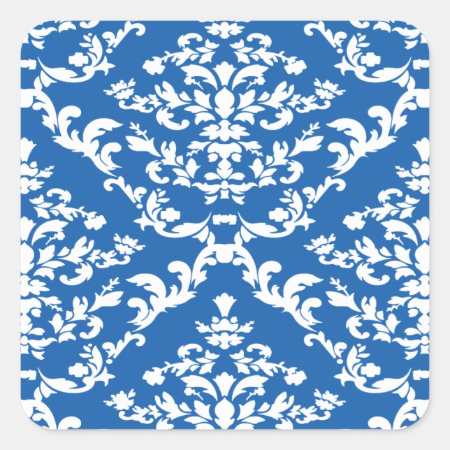 Pegatina Cuadrada Denim Blue Bold Damask en Emporiomoffa (Anverso)