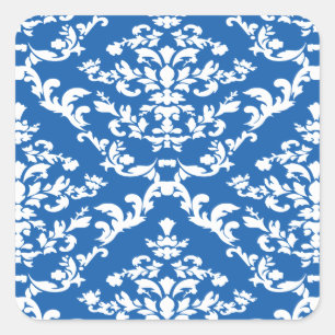 Pegatina Cuadrada Denim Blue Bold Damask en Emporiomoffa